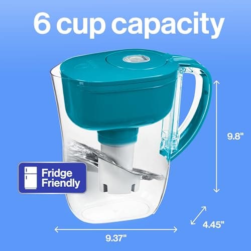 Brita Metro Water Filter Pitcher with SmartLight Change Indicator, BPA-Free, Replaces 1,800 Plastic Water Bottles a Year, Lasts Two Months, Includes 1 Filter, Small - 6-Cup Capacity, Turquoise 12