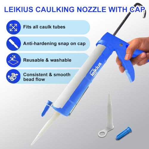 Caulk Gun Kit Smooths No-drip Silicone Caulking Gun and Caulking Tools, Sealant Tools Grout Scraper For Kitchen Bathroom Sink Joint,With Gift Box Works 10OZ Tubes blue 5