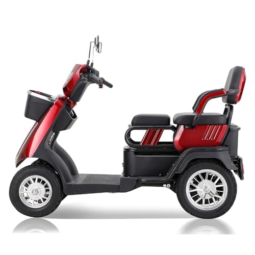 All-Terrain 4-Wheel Electric Powered Mobility Scooter for Seniors & Adults Heavy Duty Mobile Scooters with Convertible 2-Seat, 3-Speed Mode, 1000W Motor, 330lbs Capacity (Red) 9