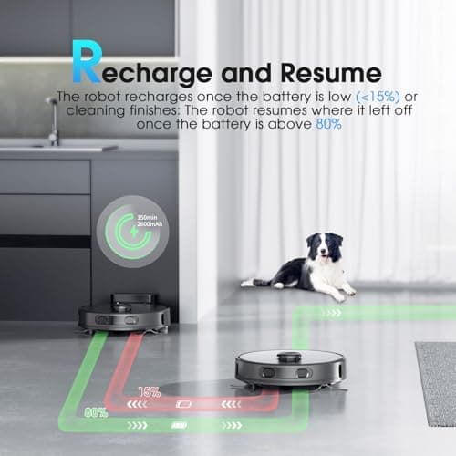 Robot Vacuum and Mop, Mapping Robotic Vacuums Cleaner with LiDAR Navigation Smart & Strong Suction, WiFi/App/Alexa/Voice Control, Obstacle Avoidance, for Home, Wood/Hard Floors, Pet Hair -Black 6