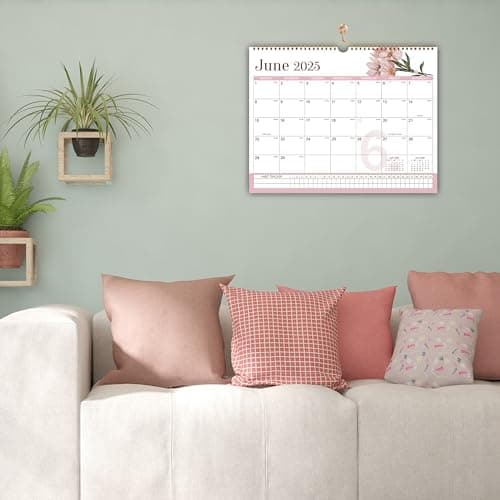 2025 Wall Calendar - 2025 Calendar, Jan.2025 - Dec.2025, 14.6" x 11.5", 12 Monthly Wall Calendar 2025 with To Do & Habit Tracking Pattern, Twin-wire Binding, Julian Date - Floral 9