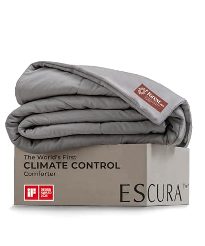 ESCURA Tw® Climate Control Comforter, King/Cali King, German Patented PCM Down Alternative All-Season Design for Hot Sleepers & Night Sweats, Bamboo Lightweight Breathable Hypoallergenic Blanket
