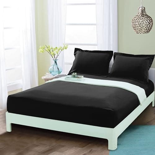 Mocassi Queen Fitted Sheet - Deep Pocket Cooling Sheets up to 16 inch - Hotel Luxury 1800 Premier - Softest Sheets - Wrinkle Resistant - 1 Single Bottom Fitted Sheet, Queen, Black