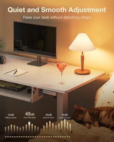 Casaottima Electric Standing Desk with Keyboard Tray, 40 Inch Height Adjustable Small Table, Sit Stand Table, Writing Computer Desk for Home, Office, Workstation, White 7