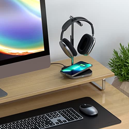 Satechi 2-in-1 Headphone Stand with Wireless Charger – USB Type-C Output Port and Magnetic Wireless Charger – for iPhone 17 to 12 Series, Airpods Pro, and Other Qi-Enabled Devices 8