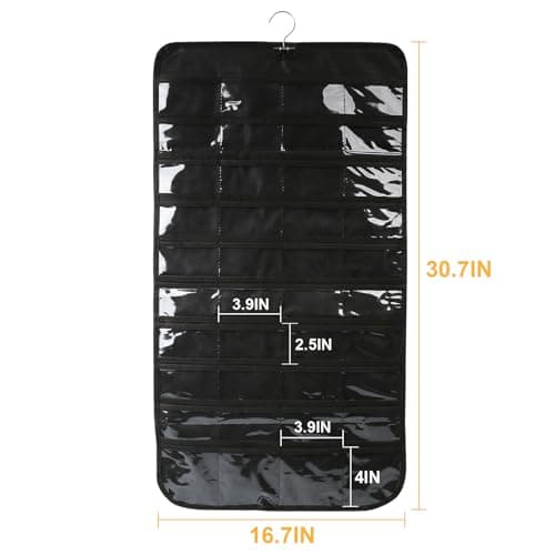 Luney Hanging Jewelry Organizer, 80 Pockets Earring Holder Organizer with Pockets for Woman, for Hanging Earrings, Necklaces, Bracelets, Rings, Storage, Closet(1PCS, No Zipper) 5