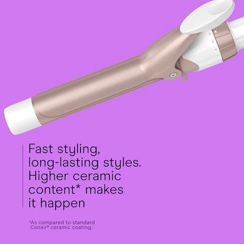 Conair Double Ceramic 1-Inch Curling Iron, 1-Inch Barrel Creates Classic Curls, Hair Curler for Use on Short, Medium, & Long Hair, White/Rose Gold 5