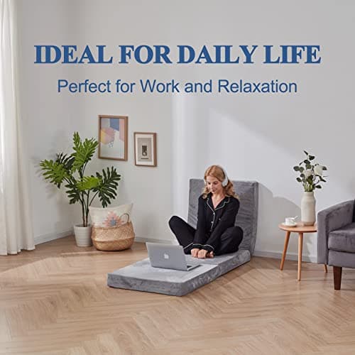 SINWEEK Tri Folding Mattress Foam Topper 4" Thickness Floor Cot Mattress, Guset Bed with Removable&Machine Washable Cover and Lining, CertiPUR-US Certified 25 x 75 Inch 6