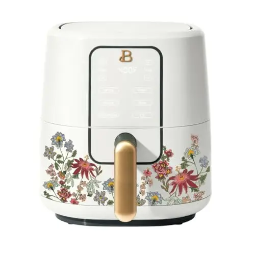 B - 3-Quart Digital Air Fryer, TurboCrisp Technology, 4 Presets, 170°F-400°F, Non-Stick, Dishwasher Safe, 1200 Watt. (WILDFLOWER WHITE)