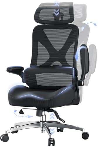 FAMIDOLE Ergonomic Office Chair with Headrest, Lumbar Support, Flip-Up Armrests, Thick Memory Foam Seat - 350lbs Capacity, Adjustable Height for Big & Tall, Perfect for Home Office Studios