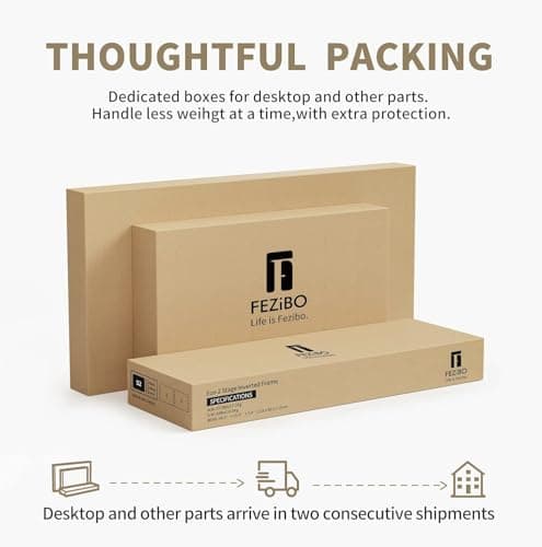 FEZIBO Executive Standing Desk, L Shaped Standing Desk with Storage, Executive Desk Height Adjustable, Light Walnut 6