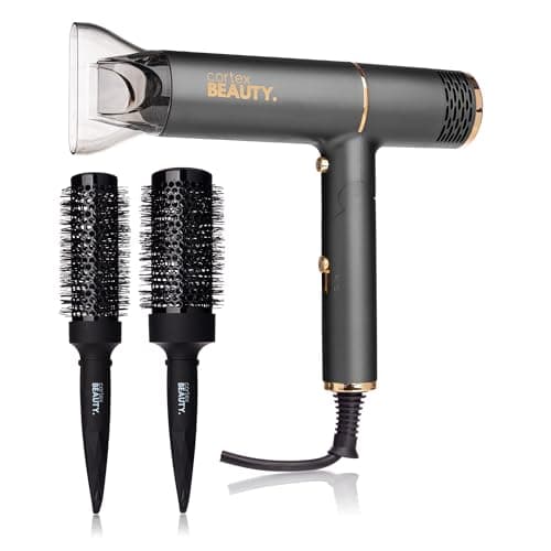 AirFold Foldable Ionic Hair Dryer + Brush Set - Compact, Travel-Friendly 1450W with 2 Speeds, 3 Heat Settings, Cool Shot, Diffuser & Styling Attachments (Gray)