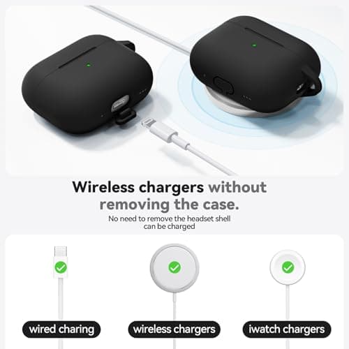 Ljusmicker for AirPods Pro Case Cover with Cleaner Kit,Soft Silicone Protective Cover for Apple AirPod Pro 2nd/1st Generation Case for Women Men,AirPods Pro 2/Pro Case Accessories with Keychain-Black 5