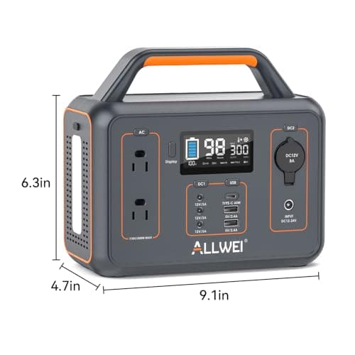ALLWEI Portable Power Station 300W, 280Wh Solar Generator with 110V Pure Sine Wave AC Outlet, Backup Lithium Battery Generator for CPAP Outdoor RV Camping Emergency Home Use 9