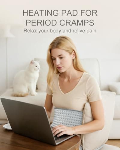 Electric Heating Pad for Period Cramps & Back Pain Relief, Birthday & Mothers Day Gifts for Mom Dad Women Men, Portable Heat Pad for Neck and Shoulders, 10 Heat Settings, ETL Certified, 12"x24", Gray 3
