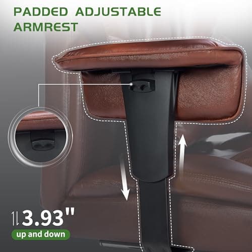 Big and Tall Office Chair with Footrest 650LBS,Large Heavy Duty Executive Office Chair-Wide Seat,Ergonomic High Back Computer Chairs for Heavy People,Adjustable Lumbar Support,Dual Rubber Wheels,Brown 6