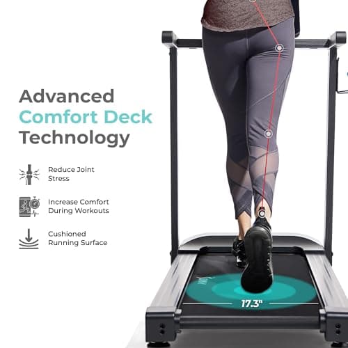 Sunny Health & Fitness Interactive Slim Folding Treadmill with Quiet Brushless, Shock Absorption, Digital Monitor, Free SunnyFit App Bluetooth Connectivity, Optional 12-Level Auto Incline 6