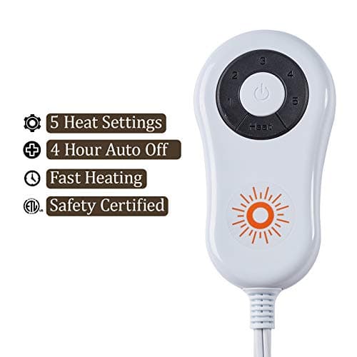 STONECREST Reversible Electric Blanket Heated Throw, 50"x60" Heating Blanket with 5 Setting Controller, 4 Hour Auto-Off, Overheating Protection, ETL Certified, Machine Washable (Chocolate) 3