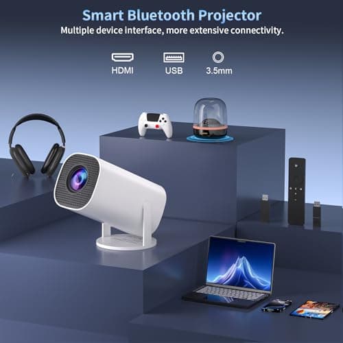 Sucetiho Mini Projector with WiFi and Bluetooth, Portable Outdoor Movie Projector Supports 4K/8K with Android System, Smart Proyector for Home Theater, Business Presentation, Gmaing 6
