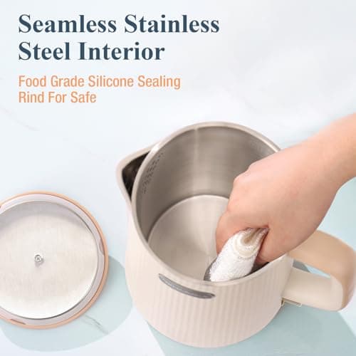 Nueve&Five 1.7L (57oz) Large Electric Kettle Perfect for 7+Cups of Tea and Coffee,2 quarts Double Wall Big Electric Tea Kettle,Auto Shut Off,1200W Hot Water Kettle Electric -Cream White 6