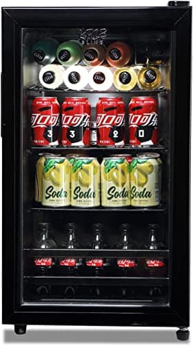KRIB BLING Beverage Refrigerator Cooler 120 Can Freestanding Beverage Cooler with Adjustable Shelving Glass Door for Beer Soda or Wine for Home Office or Bar, Black, (KB02 FLB-60)