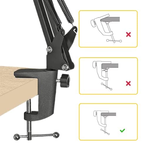 YNHFIFI Replacement Aluminum Alloy Universal Bracket Adjustable C-Clamp Desk Light Mounting Bracket Cantilever Bracket for Microphone Arm and Desktop Table Lamp 4
