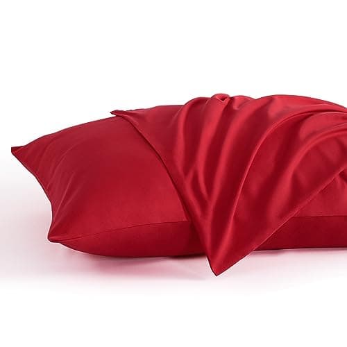 NTBAY Standard Pillow Cases Set of 2, 2 Pack Brushed Microfiber 20x26 Pillow Cases, Soft, Wrinkle, Fade, Stain Resistant Red Pillow Cases with Envelope Closure, 20x26 Inches, Red