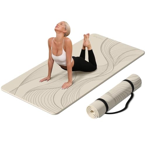 PAIDU Large Yoga Mat-72’x36’x0.4’ Extra Width ＆ Thick,Comfortable,Non-Slip Exercise Mat-Works Great on All Floor for Stretching,Yoga Studio,Gym or Home Workouts (Beige)