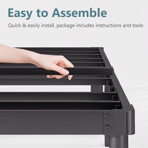 Viisari King Bed Frame 18 Inch Metal Bed Frame King Heavy Duty Platform King Size Bed Frame No Box Spring Needed Easy Assembly Noise Free Black 6