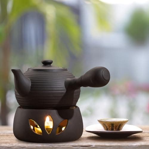 Ceramic Teapot Warmer,4.72 X 2.36 Inch Tealight Warmer with Candle Holder Japanese Pottery Teapot Accessories for Heating Coffee Milk Tea 7