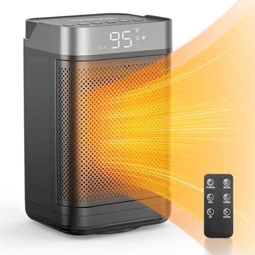 Portable Electric Space Heater - Small Desk Electric radiators Heaters for Indoor Use, Fast Heating PTC Ceramic Space Heater with Adjustable Thermostat and Remote for Office Bedroom Home (Black)