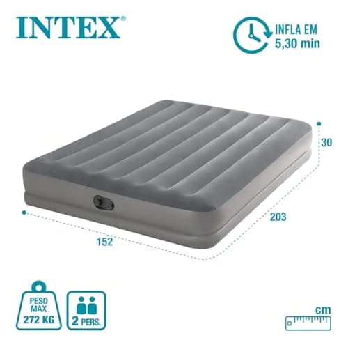 Intex 64114E Dura-Beam Standard Prestige Air Mattress: Fiber-Tech – Queen Size – Built-in USB Electric Pump – 12in Bed Height – 600lb Weight Capacity 5
