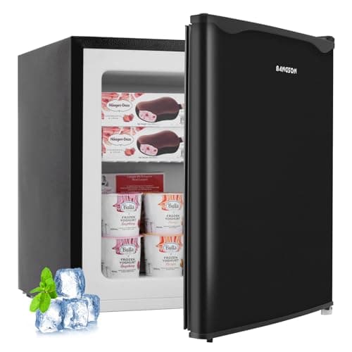 BANGSON Upright Freezer,1.1Cu.ft Energy-Saving Mini Freezer with Removable Shelf with Ultra Low Power 40W, Single Door Small Freezer for Home/Dorms/Apartment/Office (Black)