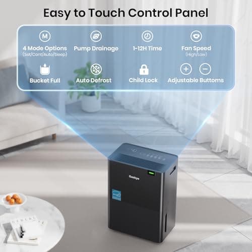 Gasbye Energy Star 2024 Dehumidifier with [𝗥𝗲𝗽𝗹𝗮𝗰𝗲𝗮𝗯𝗹𝗲 Pump] for Basement – [44dB Quiet, Easy to Clean & Clog-Free], Max 75 Pints/Day, 16.5ft Drain Hose, Auto Shut-Off, Auto-restart, Black 6