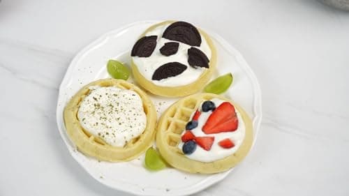 UVFAST Mini Waffles Maker with 6 Removable Plates, 3 in 1 Small Waffle Maker Mini- Waffle, Heart Waffle, Donut, 4.5" Non Stick Waffle Iron for Kids and Families, Black 9