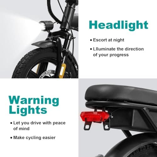 Electric Bike for Adults and Teens, Folding Ebike,Commuter City Foldable E Bike with 560W Motor and 48V 10Ah Battery, 24 MPH Speed Pedals Assist, Dual Disc Brakes,14" Compact Electric Bicycle 8
