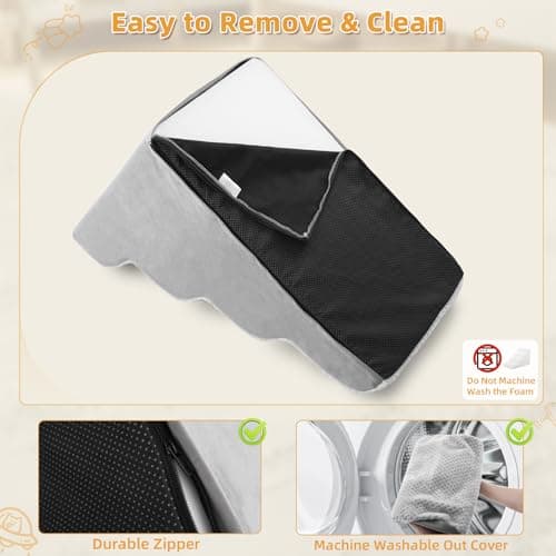 MIHIKK Dog Stairs Ramp, Curved 4-Step Dog Steps for Small Dogs and Cats, Pet Stairs for High Beds and Couch with Anti-Slip Washable Cover and Durable High Density Foam, Grey 5