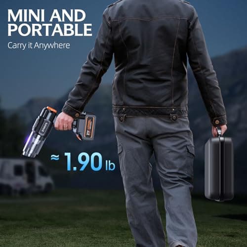 ZARIMI Car Vacuum Portable Cordless, 50000Pa High Power Rechargeable Dust Buster with 2 Batteries & Charger, 6-in-1 Handheld Vacuum Cleaners for Home, Car, Pet Hair, Keyboard, Graphite Black 6