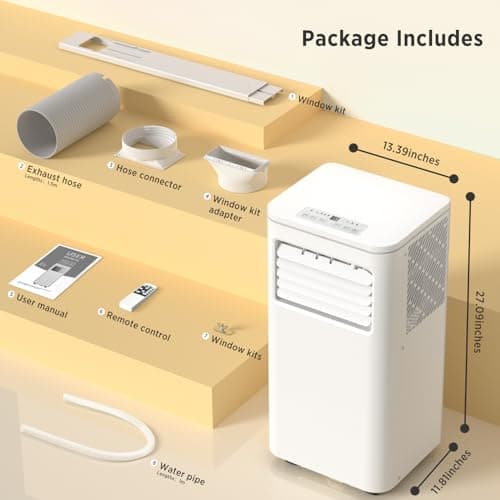 ZAFRO 10,000 BTU Portable Air Conditioners Cools up to 450 Sq.ft, Portable AC Built-in Cool, Dehumidifier, Fan Modes, Room Air Conditioner with Remote Control/Installation Kits, White 3