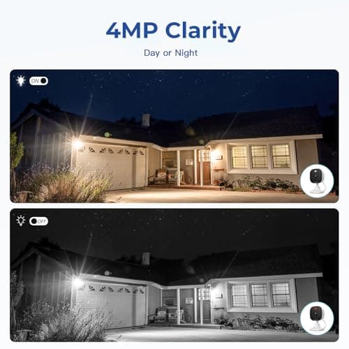 4MP Cameras for Home Security with Audio and Video, Indoor Security Camera for Baby Monitor, 2.4g/5g Outdoor Cameras for House/Pet/Baby, Plug and Play, Support 128G Card Storage (Not Included), Wired 6