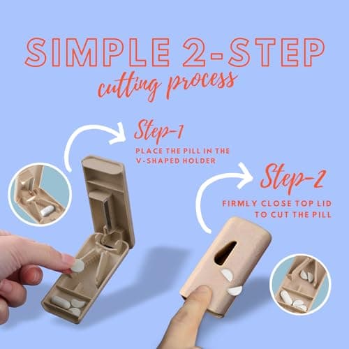 Moisture Proof Pocket Pharmacy with Labels, Pill Pockets to Hold Pills, Vitamins, Travel Medicine Organizer, Pill Cutter Pill Splitter for Small Pills Stainless Steel Blade (Beige) 7