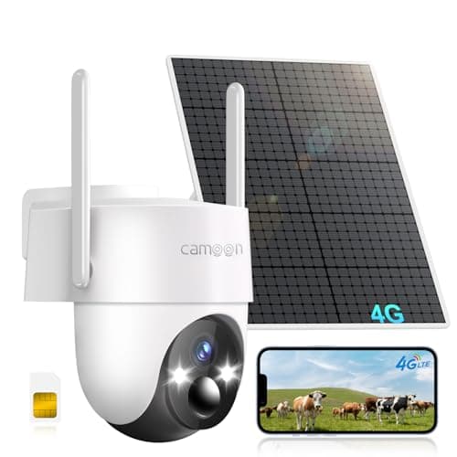 4G LTE Cellular Solar Security Camera Wireless Outdoor, No WiFi Security Camera, 360° View, 2K Night Vision, PIR Detection, 2 Way Audio, Motion Alerts, Built in SIM Card Support Verizon/AT&T/T-Mobile