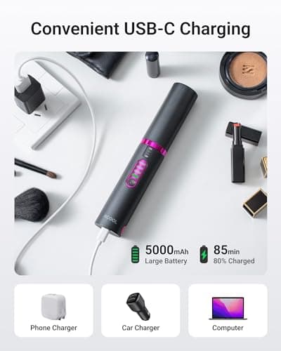 XCOOL Cordless Hair Straightener and Curler 2 in 1, Mini Curling Iron Straightener Combo with 5000mAh Battery, Portable Ceramic Flat Iron for Travel, USB-C Rechargeable, 15s Fast Heating, Gray 5