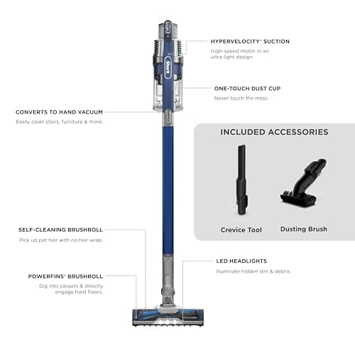 Shark Cordless Vacuum Cleaner with HEPA Filter, Lightweight, Portable, Rechargeable, Powerful Pet Hair Pickup, Removable Handheld, Crevice Tool, Dusting Brush, 50-min Runtime, Blue, IZ363HT 10