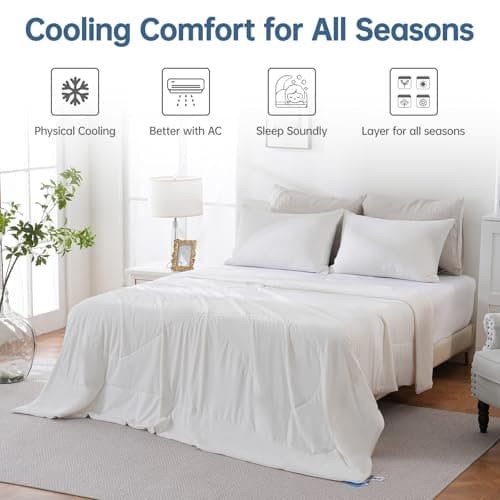 OtterOasis Cooling Comforter Queen Size for Hot Sleepers, 90"x90" Summer Cooling Blanket for Night Sweats, Silk Soft Lightweight Breathable All-Season White Cooling Quilt Blanket 8