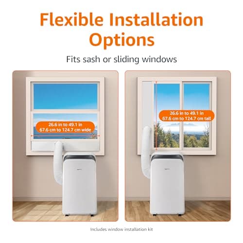 Amazon Basics 4-In-1 Portable Air Conditioner with Remote, Timer, Sleep Mode, Auto Swing, Cool/Heat/Dry/Fan-Only Functions, 13500 BTU (ASHRAE), Cools Up to 550 Sqf, Energy Saving, White 5