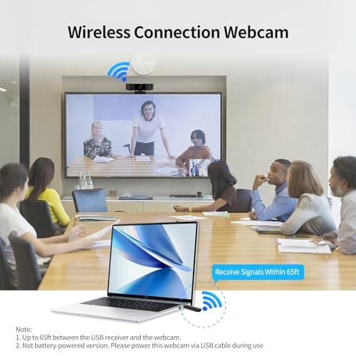 1080P Wireless Webcam for PC, Webcam with Noise-reducing Mic, 92°FOV，360° Rotation, Plug and Play, Wireless Camera Works with Skype, Zoom for indoor and outdoor Conference meetings, video calls 2