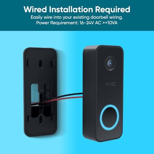 WYZE Wired Doorbell Camera v2(existing doorbell Wiring Required), 2K Security Video Doorbell, Color Night Vision, 2-Way Audio, Package Monitor, Works with Alexa & Google Assistant. Free Expert Setup 5