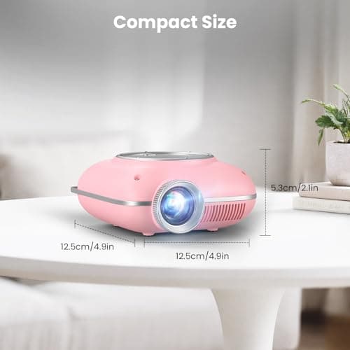 HOMPOW Mini Projector with Two -Way Bluetooth, Portable Projector for Home Theater Use, Support 1080P for Indoor/Outdoor, Movie Projector Compatible with HDMI, USB, Laptop, TV Stick (Pink) 8
