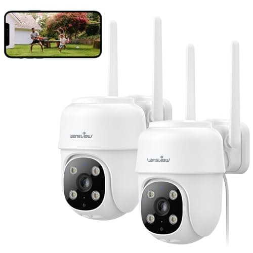 Wansview 2K Security Cameras Outdoor-2.4G WiFi Cameras for Home Security Outside (Corded), Color Night Vision, 24/7 SD Card Storage (2Pack)
